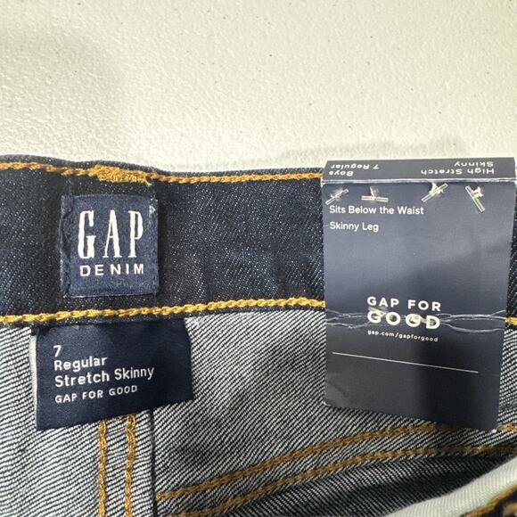 GAP Denim Jeans Boys Size 7 Reg Stretch Skinny Blue Adjustable Waist Pockets - Picture 4 of 10